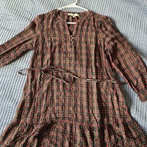 LOFT Red and Green Plaid Dress